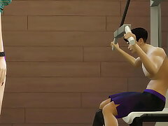 Japanese StepMom helps her StepSon in the gym to motivate him for competition