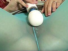 Latina Alex Casio Baby Blue See Through Spandex Pantyhose and Foaming Pussy