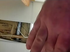 bouncing on  huge dildo anal