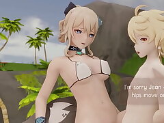 Hot and wet vacation with Jean (Genshin Impacto) - Animation