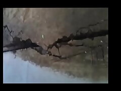 Man walks through park and observes massive revine forming on the ground.