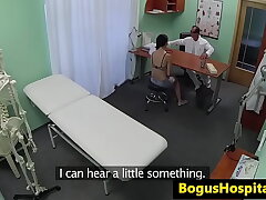 Busty eurobabe jizzed in mouth by doctor