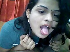 Hot Indian desi girl gives a blowjob and cries for it - HotGirlsCam69.com