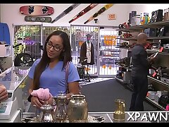 Darling that likes getting fucked is having sex in shop