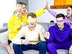 Stepsisters Blindfolded and Fucked by Each Other'_s Stepbrothers - Swapsister
