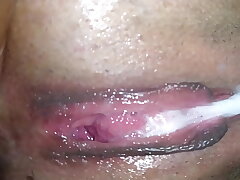 creampie and squirt from my pussy gaping my pussy hole to show all the cum i received from the friend of my cuckold bf