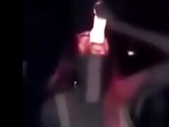 Slut deepthroating glowing dildo