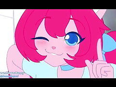 Cute pink bunny teasing